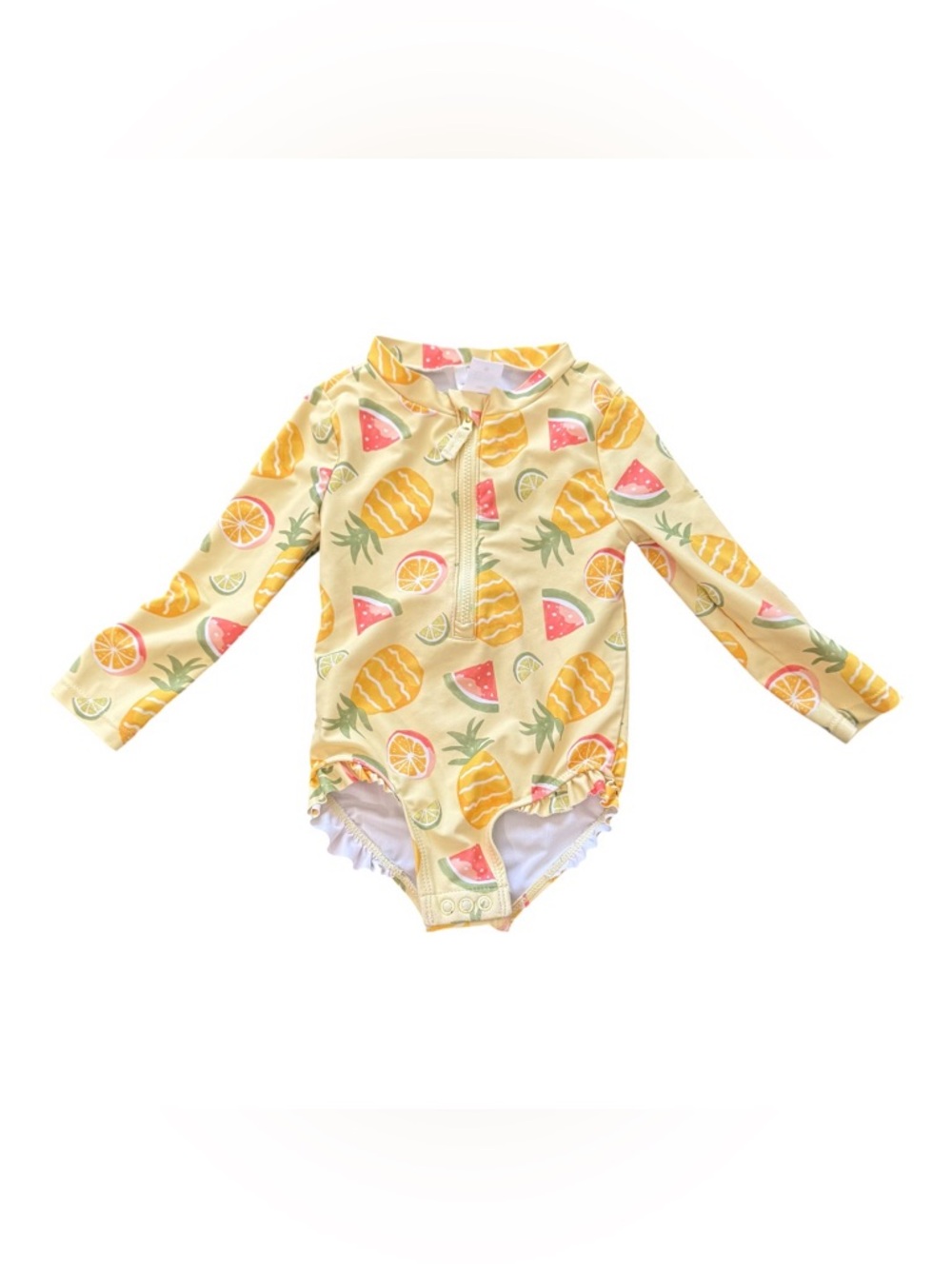 Carter’s Toddler Girl Long Sleeve One-Piece Swimsuit Yellow Fruit Print 18M